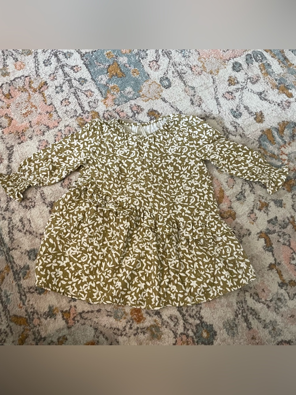 Rylee + Cru Kids Floral Tiered Dress in Olive Green